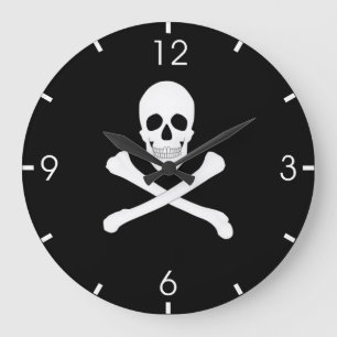 Pirate Flag (Skull and Crossbones) (Jolly Roger) Large Clock