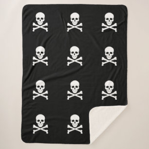 Pirate Flag Skull and Crossbones Jolly Roger Sherpa Blanket
