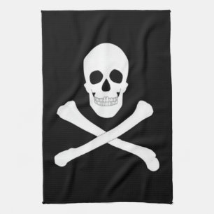 Pirate Flag (Skull and Crossbones) (Jolly Roger) Tea Towel