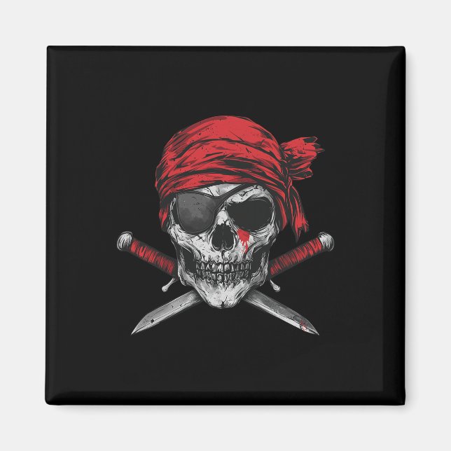 Pirate Flag Skull And Crossbones Skeleton Graphic  Magnet (Front)
