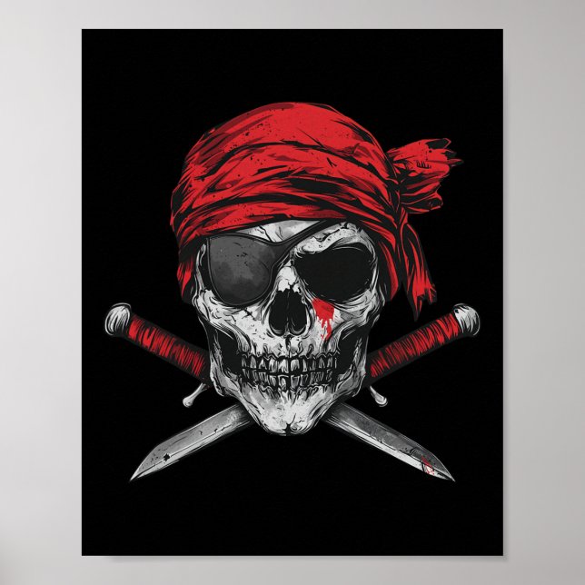 Pirate Flag Skull And Crossbones Skeleton Graphic  Poster (Front)