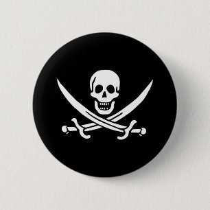 Pirate Flag Skull and Crossed Swords Jolly Roger 6 Cm Round Badge