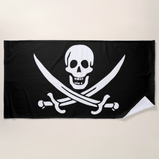 Pirate Flag Skull Crossed Swords Beach Towel