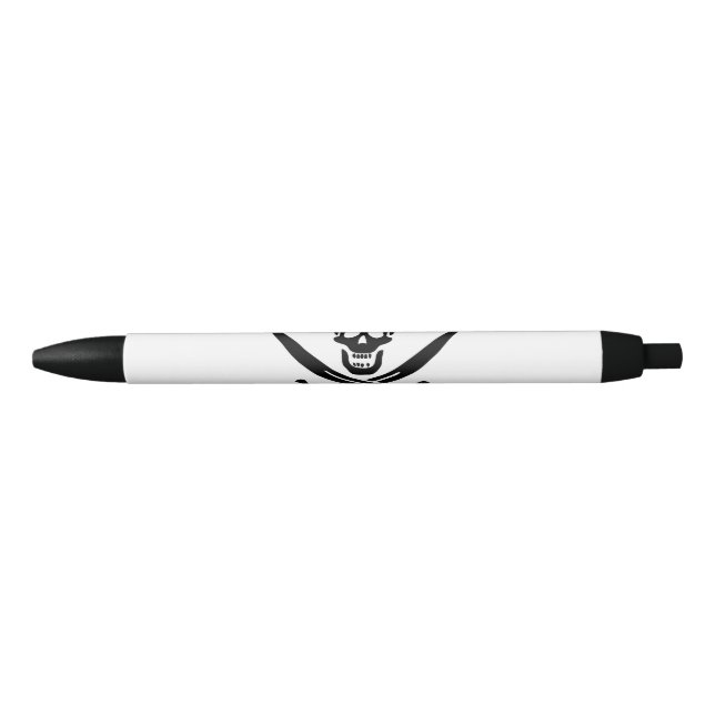 Pirate Flag Skull Crossed Swords Black Ink Pen (Front)