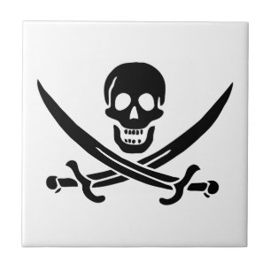 Pirate Flag Skull Crossed Swords Ceramic Tile