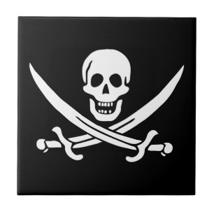 Pirate Flag Skull Crossed Swords Ceramic Tile