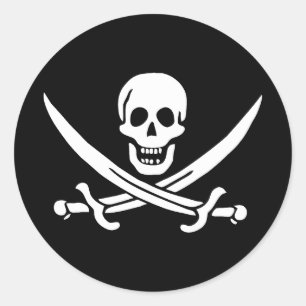 Pirate Flag Skull Crossed Swords Classic Round Sticker