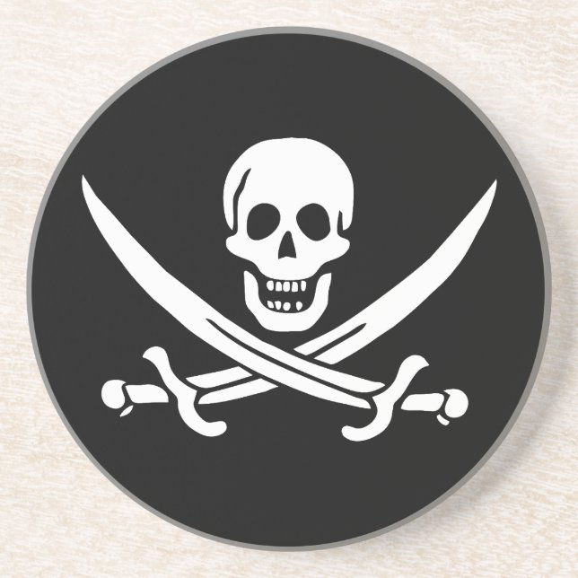 Pirate Flag Skull Crossed Swords Coaster (Front)