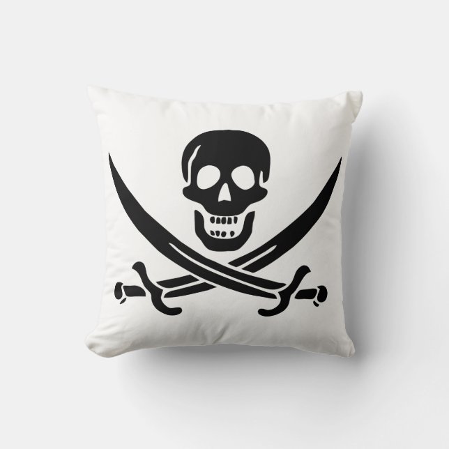 Pirate Flag Skull Crossed Swords Cushion (Front)