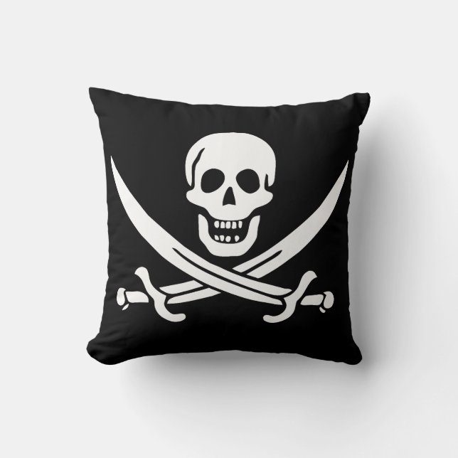 Pirate Flag Skull Crossed Swords Cushion (Front)