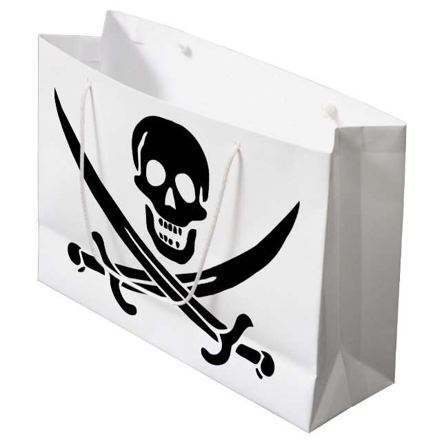 Pirate Flag Skull Crossed Swords Large Gift Bag (Front Angled)