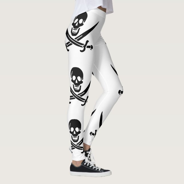 Pirate Flag Skull Crossed Swords Leggings (Right)