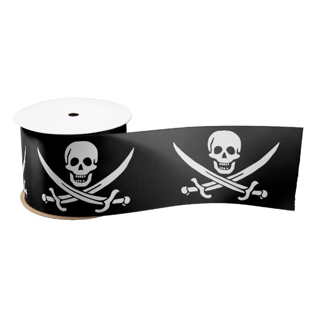 Pirate Flag Skull Crossed Swords Satin Ribbon (Spool)