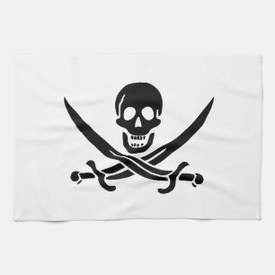 Pirate Flag Skull Crossed Swords Tea Towel