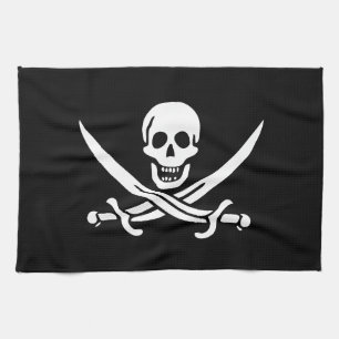 Pirate Flag Skull Crossed Swords Tea Towel