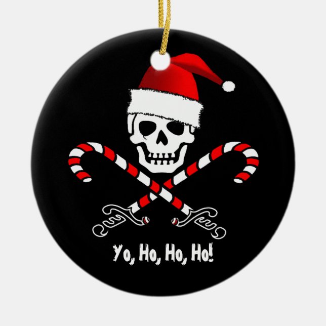 Pirate Flag Yo Ho Ho Santa Christmas Ornament (Front)