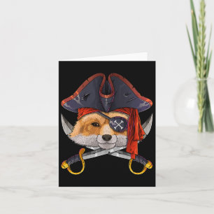 Pirate Fox Jolly Roger Halloween Costume Crossbone Card