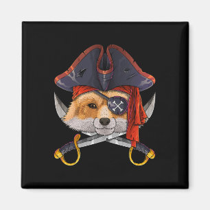 Pirate Fox Jolly Roger Halloween Costume Crossbone Magnet