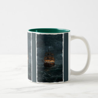 Pirate Galleon on the Spanish Maine Two-Tone Coffee Mug