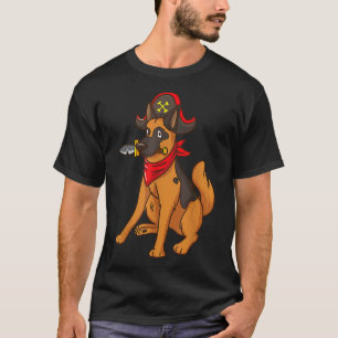 Pirate German Shepherd Halloween Dog Jolly Roger T-Shirt