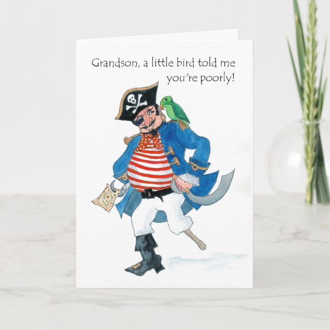 Pirate Get Well Soon Card for a Grandson (Front)