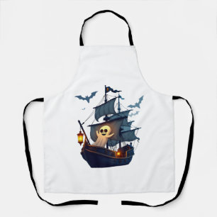 Pirate Ghost Ship � Scary Halloween Tee Apron