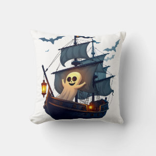 Pirate Ghost Ship � Scary Halloween Tee Cushion
