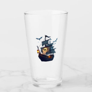 Pirate Ghost Ship � Scary Halloween Tee Glass