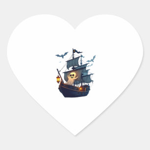 Pirate Ghost Ship � Scary Halloween Tee Heart Sticker