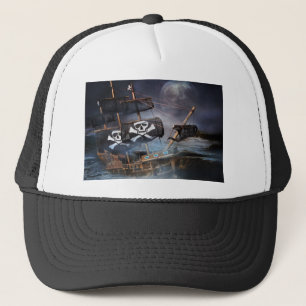 PIRATE GHOST SHIP TRUCKER HAT
