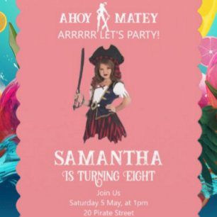 Pirate girl birthday invitation
