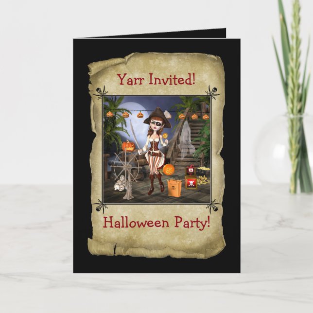 Pirate Girl Halloween Party Invitation (Front)