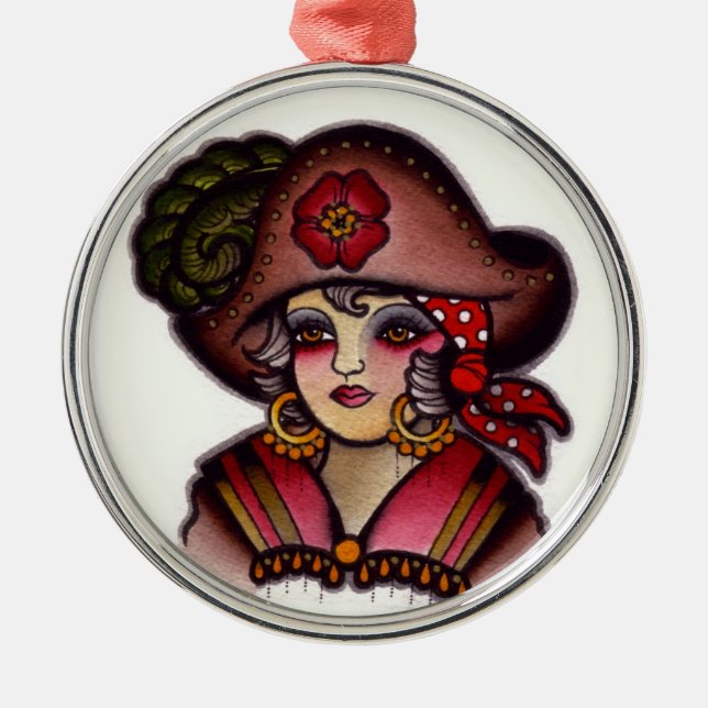 Pirate girl metal tree decoration (Front)