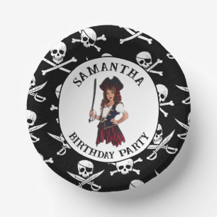 Pirate Girl Skulls Paper Plate