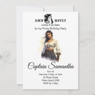 Pirate Girl theme Invitation 