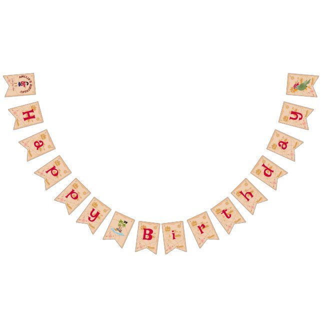 Pirate Girl Treasure Map Fun Birthday Party Bunting (All)