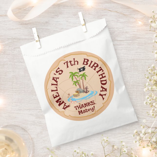 Pirate Girl Treasure Map Fun Birthday Party Favour Bag (Clipped)