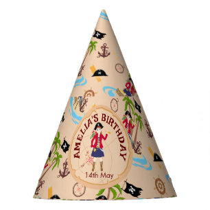 Pirate Girl Treasure Map Fun Birthday Party Hat