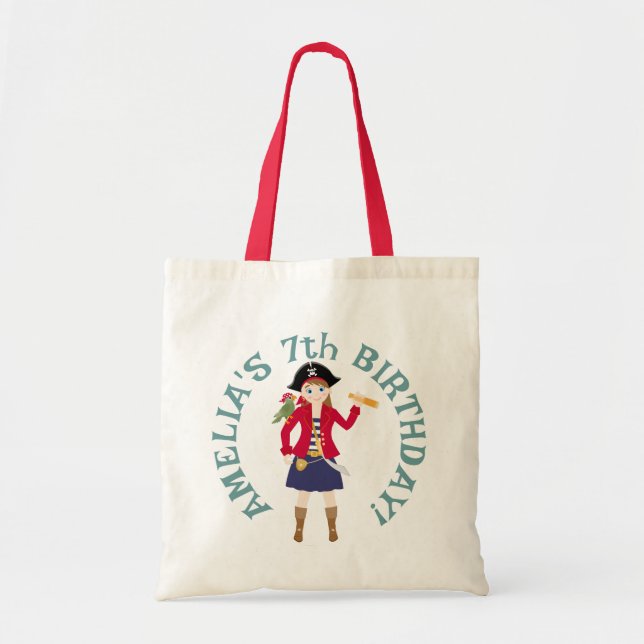Pirate Girl Treasure Map Fun Birthday Party Tote Bag (Front)