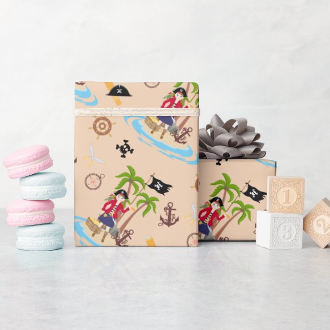 Pirate Girl Treasure Map Fun Birthday Party Wrapping Paper (Baby Shower)