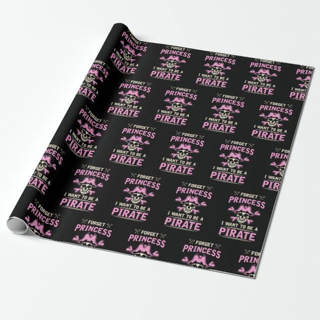 Pirate Girls Princess Wrapping Paper (Unrolled)