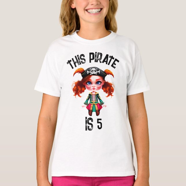 Pirate girls theme DIY age birthday party T-Shirt (Front)