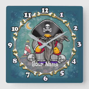 Pirate Gnome Square Wall Clock