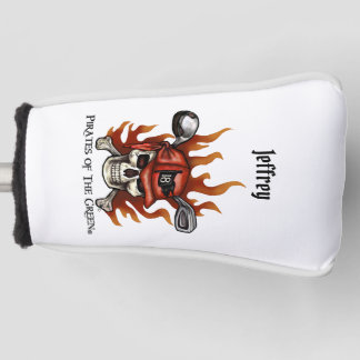 Pirate Golfer Flaming Skull and Crossbones Golf Head Cover
