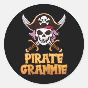 Pirate Grammie Funny Captain Grandma Halloween Cos Classic Round Sticker
