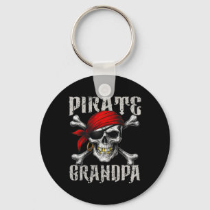Pirate Grandpa Jolly Roger Flag And Skull Crossbon Key Ring
