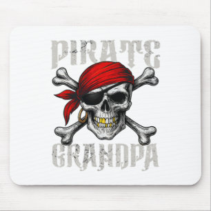 Pirate Grandpa Jolly Roger Flag And Skull Crossbon Mouse Pad