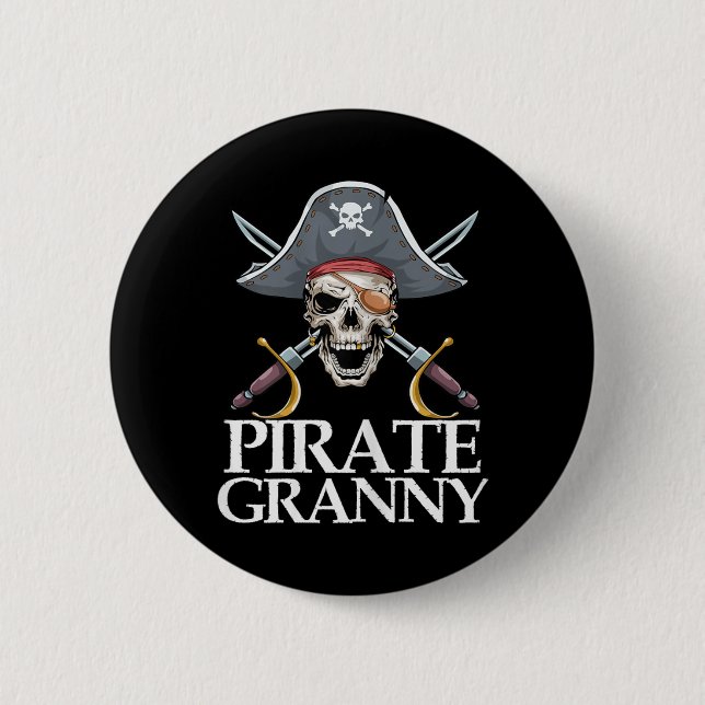 Pirate Granny Captain Sword 6 Cm Round Badge (Front)