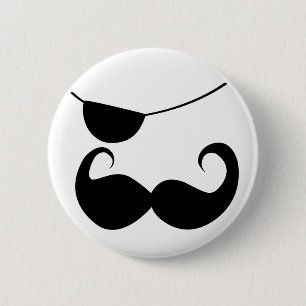 Pirate Handlebar Moustache 6 Cm Round Badge