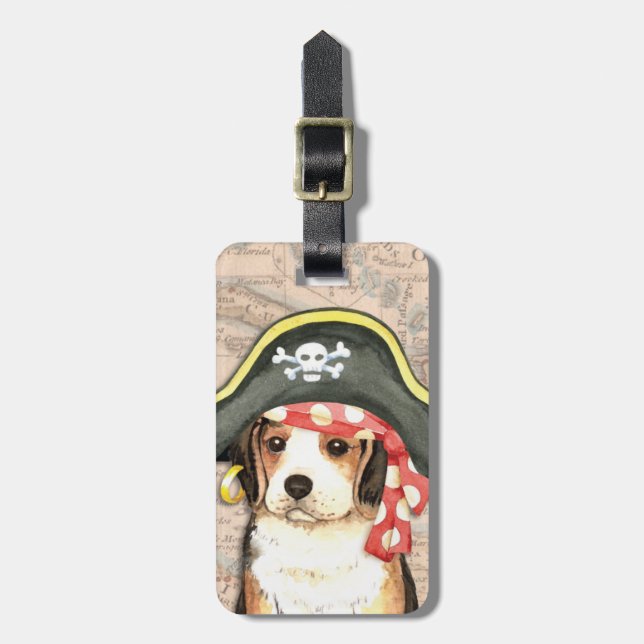 Pirate Hat Beagle Luggage Tag (Front Vertical)